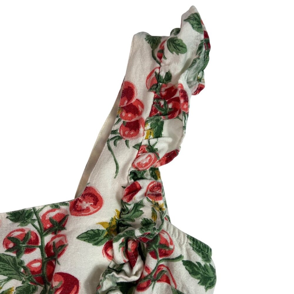 Midnight Sky Cherry Print Ruffle Strap Cropped Top Corset Size Medium Rockabilly - Picture 3 of 12